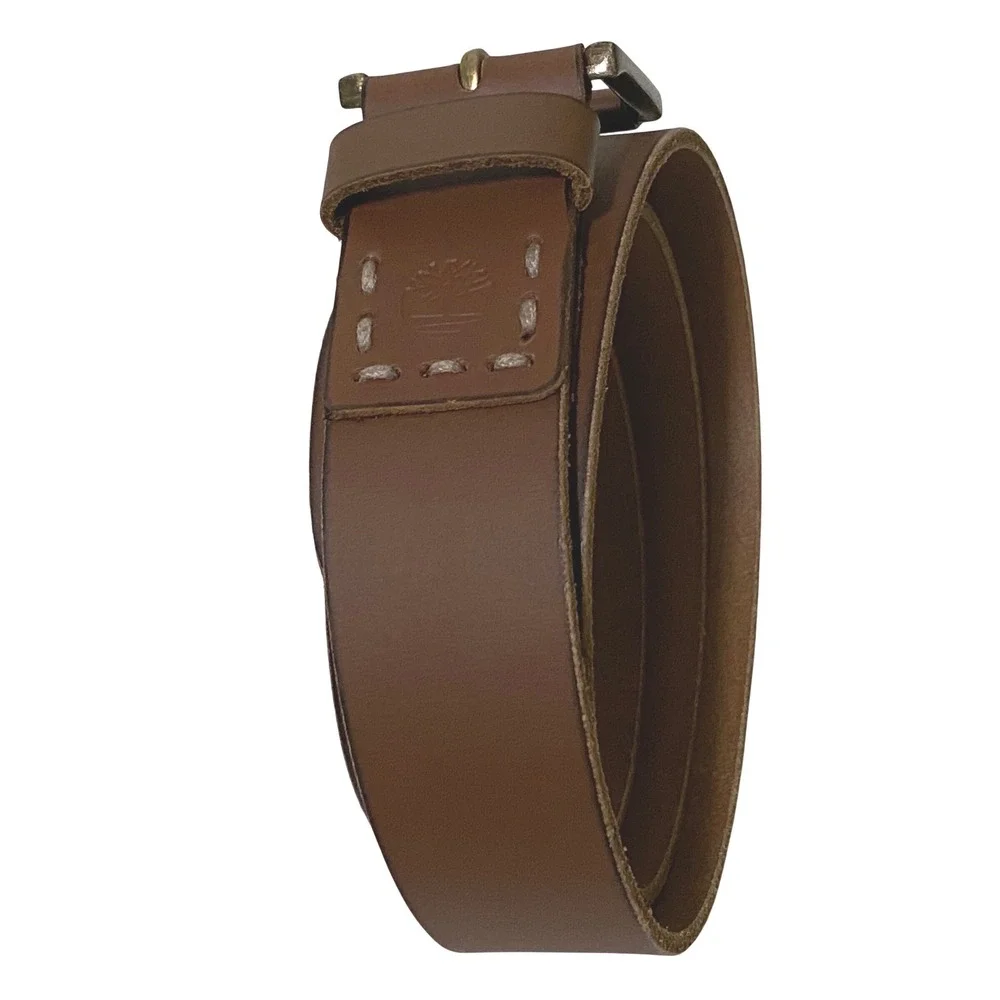 Timberland Mens Brown Genuine Leather Belt Size 44 Rugged Casual Western Buckle